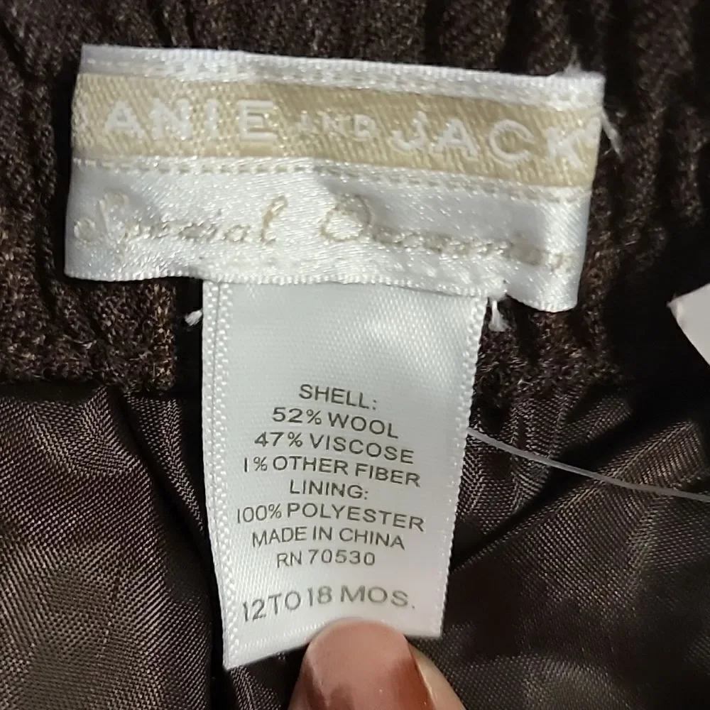 JANIE AND JACK SPECIAL OCCASION BROWN WOOL PINSTRIPED PANTS - NEW!